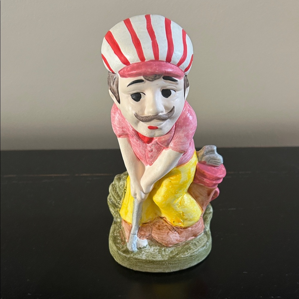 Hand-Painted Golfer Figurine in Pink, Yellow and Red - Decorative piggy bank